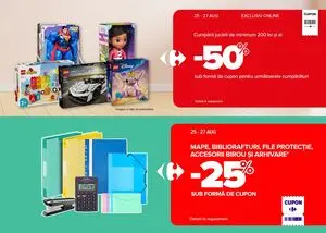 Ziar promoțional Carrefour, valabil de la 2025-08-25 până la 2025-08-27.