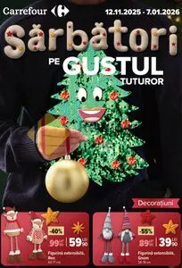 Ziar promoțional Carrefour, valabil de la 2025-11-12 până la 2026-01-07.